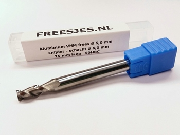 Aluminium VHM frees 5,0 mm en 75 mm lang