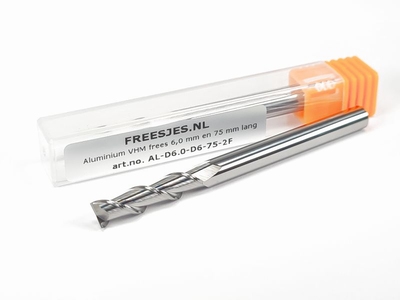 Aluminium VHM frees 6,0 mm en 75 mm lang