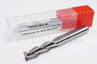 Aluminium VHM frees 8,0 mm en 75 mm lang