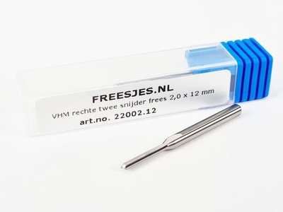 VHM rechte twee snijder frees 2,0 x 12 mm