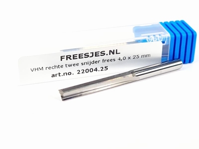 VHM rechte twee snijder frees 4,0 x 25 mm