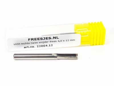 VHM rechte twee snijder frees 4,0 x 12 mm