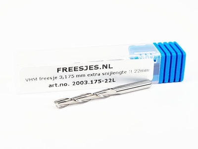 VHM freesje 3,175 mm extra snijlengte !! 22mm