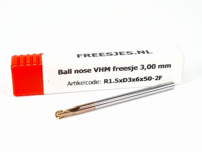 Ball nose VHM freesje 3,0 mm
