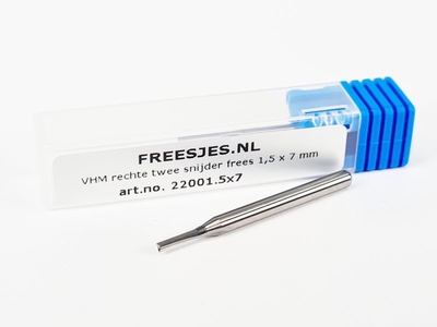 VHM rechte twee snijder frees 1,5 x 7 mm