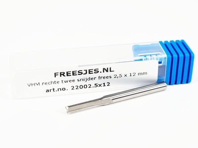 VHM rechte twee snijder frees 2,5 x 12 mm