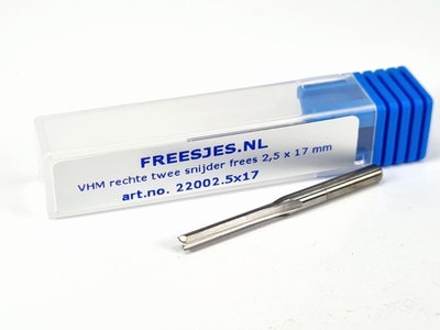 VHM rechte twee snijder frees 2,5 x 17 mm