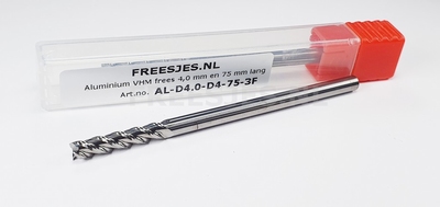 Aluminium VHM frees 4,0 mm en 75 mm lang