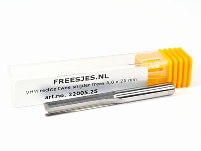 VHM rechte twee snijder frees 5,0 x 25 mm