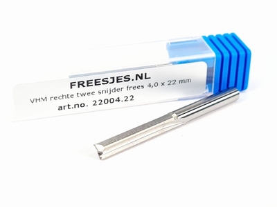 VHM rechte twee snijder frees 4,0 x 22 mm