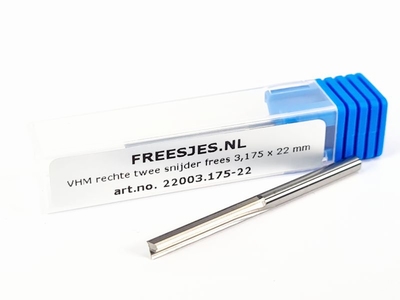 VHM rechte twee snijder frees 3,175 x 22 mm