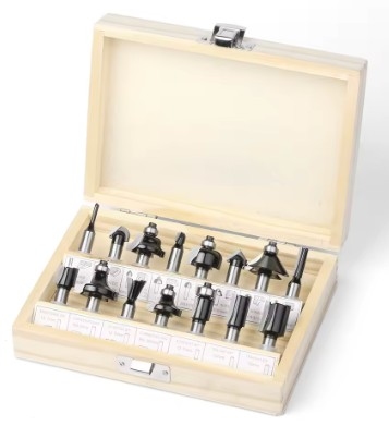 Bovenfreesset 15 stuks in houten box