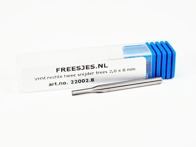 VHM rechte twee snijder frees 2,0 x 6 mm