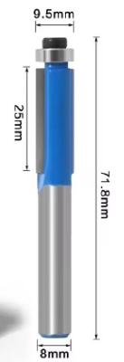 kanten frees 2F Ø8 x 9,52 x 25