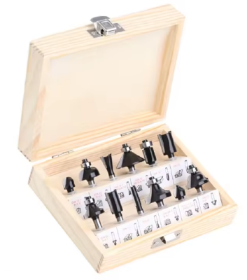 Bovenfreesset 12 stuks in houten box