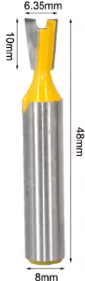 Zwaluwstaartfrees Ø6,35 mm (1/4")