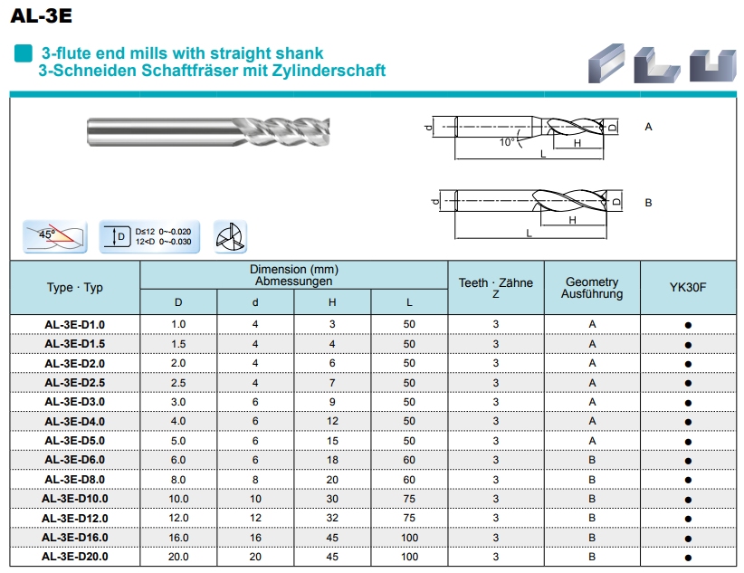 Aluminium VHM frees 3,0 mm