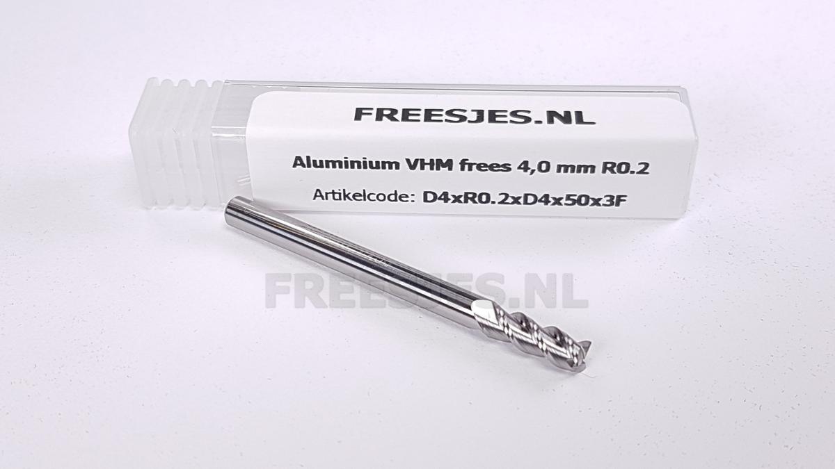 Aluminium VHM frees 4,0 mm R0.2