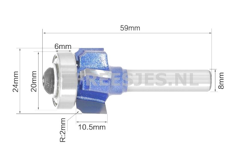 hoek afrondfrees R2 x Ø24 mm