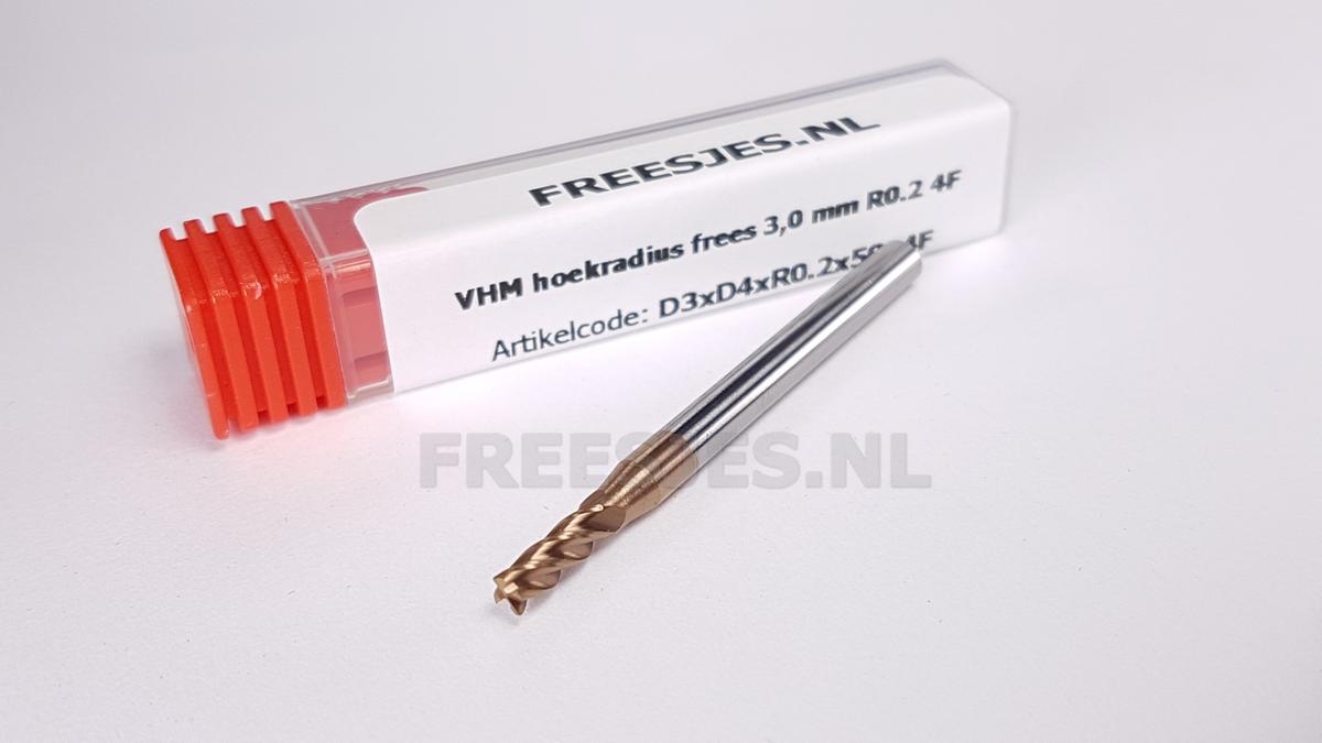 VHM hoekradius frees 3,0 mm R0.2 4F