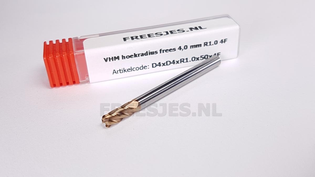 VHM hoekradius frees 4,0 mm R1.0 4F