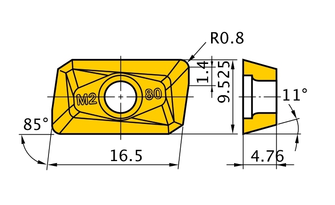 Wisselplaat APMT1604 Mitsubishi