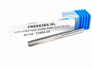 VHM rechte twee snijder frees 4,0 x 25 mm