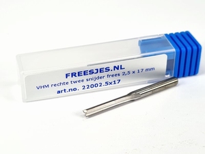 VHM rechte twee snijder frees 2,5 x 17 mm