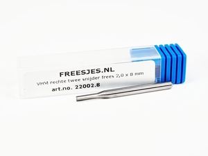 VHM rechte twee snijder frees 2,0 x 8 mm