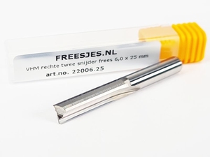 VHM rechte twee snijder frees 6,0 x 25 mm